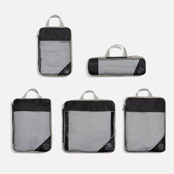 Compressie Reisorganisers | Slimme Inpakoplossing | Ruimtebesparende Bagage Cubes | Perfect Voor Vakanties & Zakenreizen | 5-delige Set | Lichtgewicht & Duurzaam | Maximale Ruimtebesparing | Avontuurlijke Reiskompanen