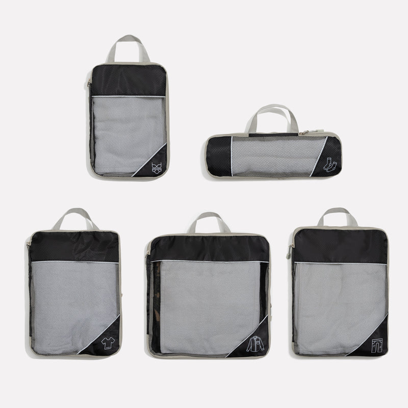 Compressie Reisorganisers | Slimme Inpakoplossing | Ruimtebesparende Bagage Cubes | Perfect Voor Vakanties & Zakenreizen | 5-delige Set | Lichtgewicht & Duurzaam | Maximale Ruimtebesparing | Avontuurlijke Reiskompanen