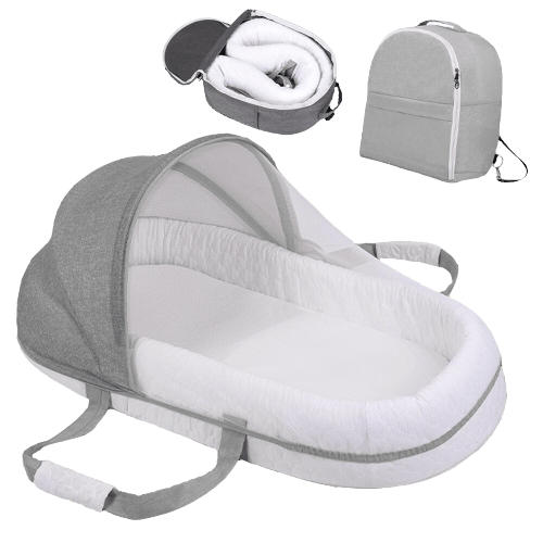 Vouwbaar & draagbaar babynest met muskietennet – Slaapinsel Cosina