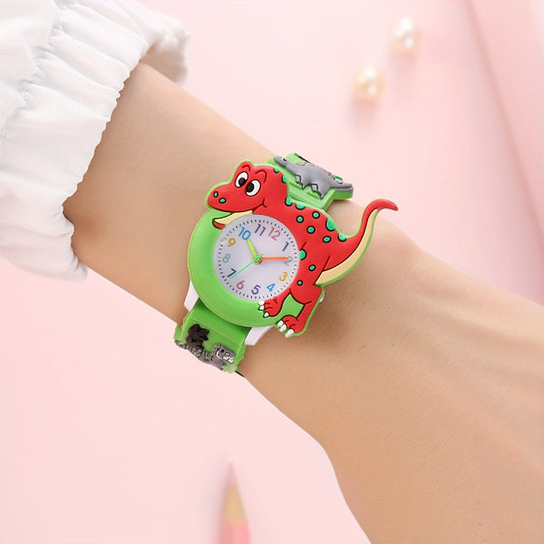 Dinosaurus Kinderhorloge voor Kinderen - Leuke Cartoon Tyrannosaurus Rex met Siliconen Band