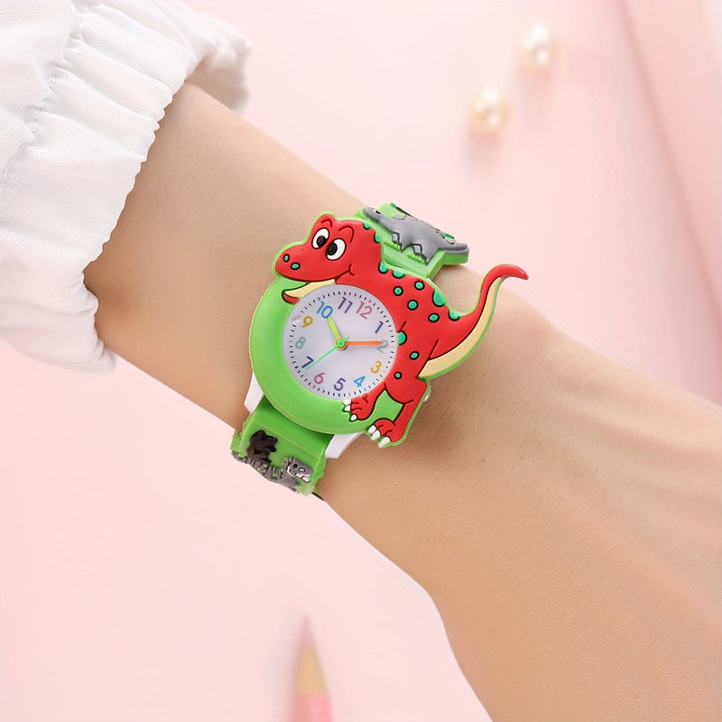 Dinosaurus Kinderhorloge voor Kinderen - Leuke Cartoon Tyrannosaurus Rex met Siliconen Band