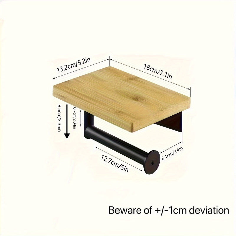 Houten Toiletpapierhouder met Plank – Ideaal voor Wandmontage