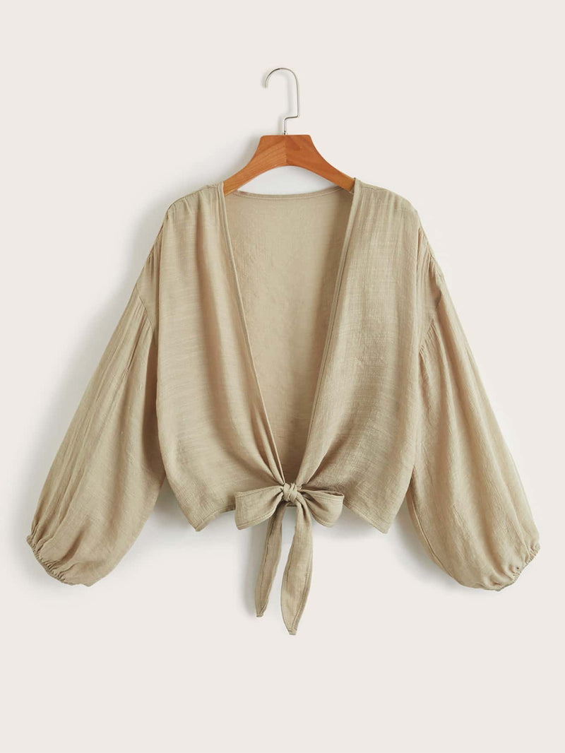 Effen Knoopkimono | Kimono Dames | Zomerse cover-up met striksluiting