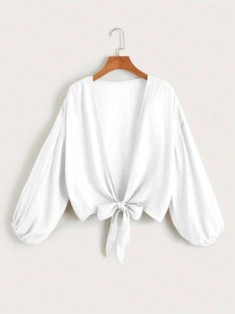 Effen Knoopkimono | Kimono Dames | Zomerse cover-up met striksluiting