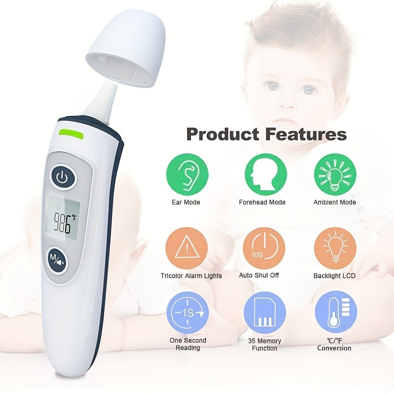 2-in-1 Digitale Thermometer met Snelle 1-Seconde Meting – Geschikt voor Voorhoofd en Oor