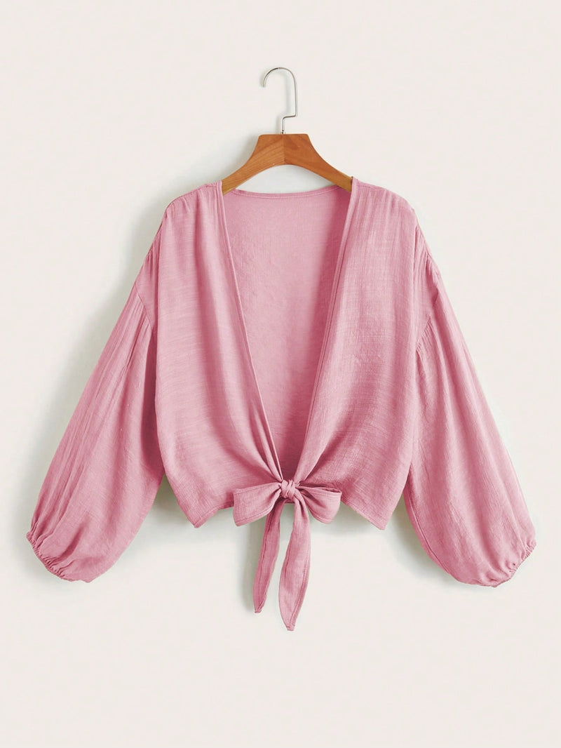 Effen Knoopkimono | Kimono Dames | Zomerse cover-up met striksluiting