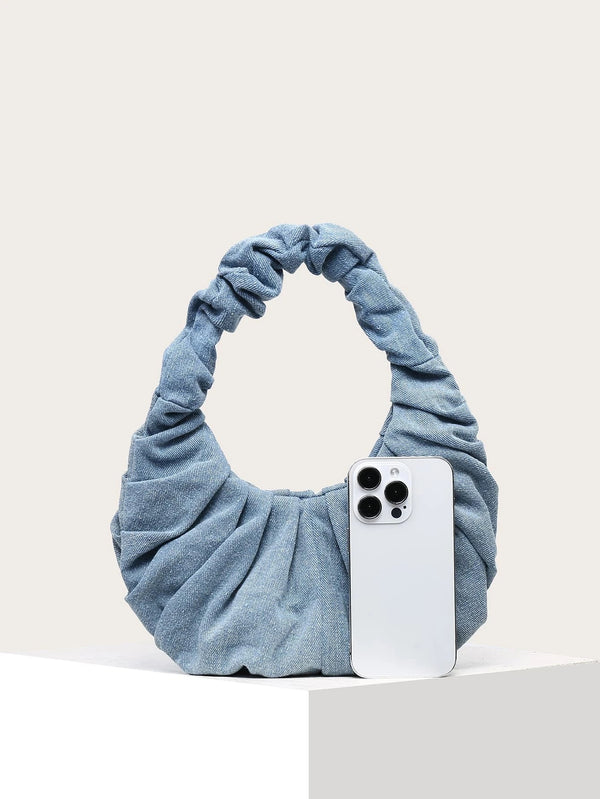 Denim Cloud Retro Schoudertas | Schoudertas | Opvouwbare middelgrote tas in vintage stijl