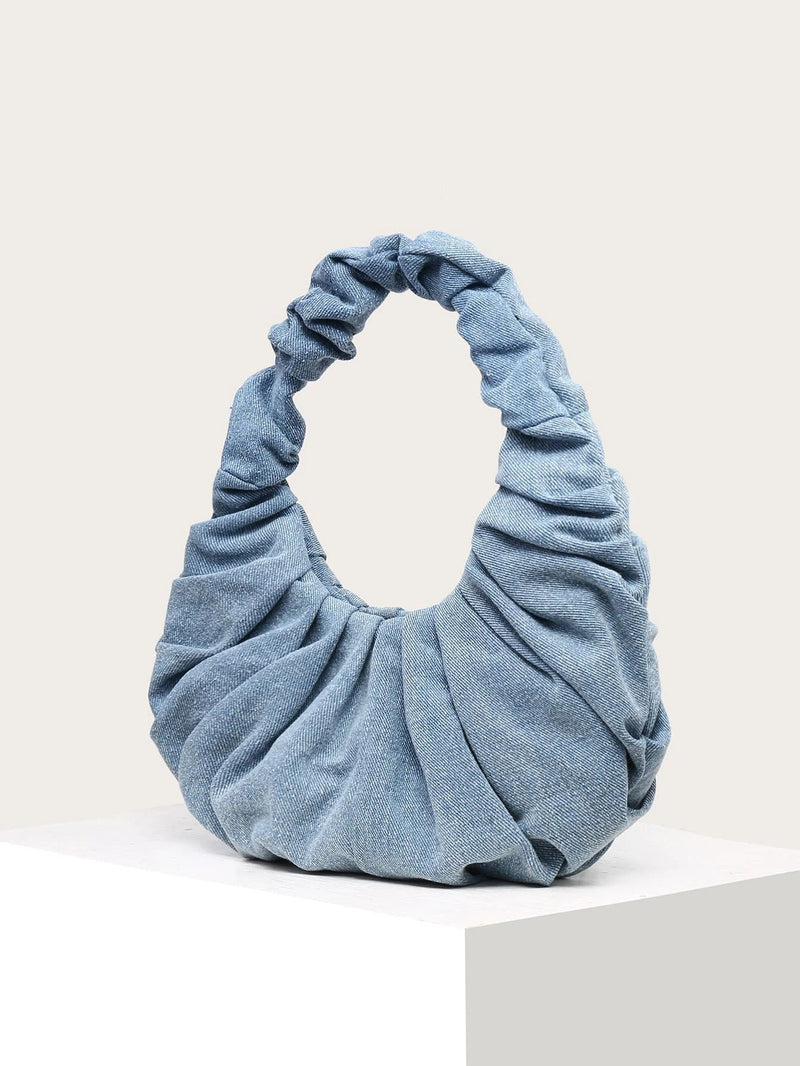 Denim Cloud Retro Schoudertas | Schoudertas | Opvouwbare middelgrote tas in vintage stijl