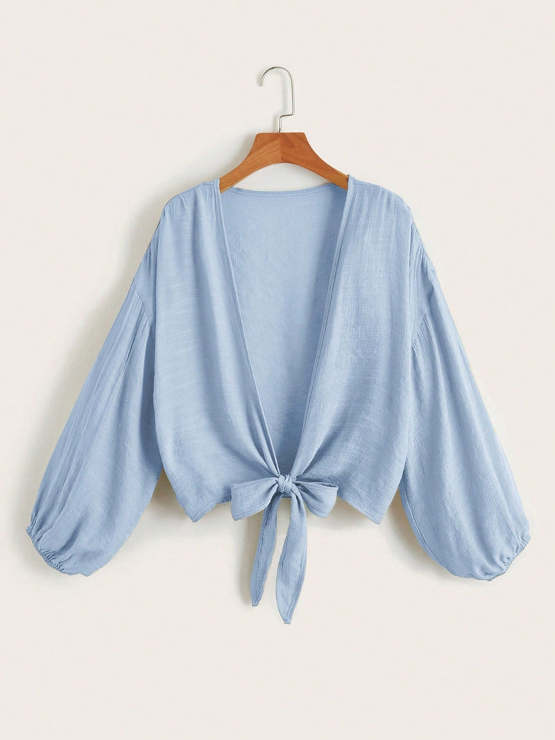 Effen Knoopkimono | Kimono Dames | Zomerse cover-up met striksluiting