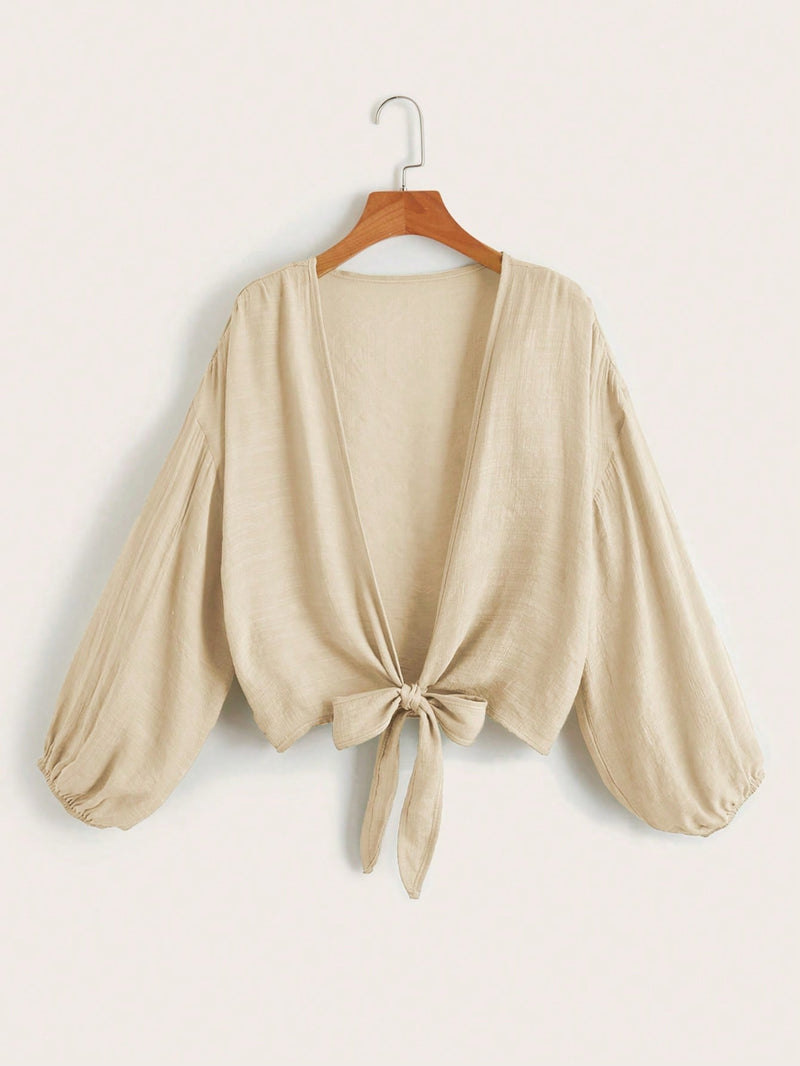 Effen Knoopkimono | Kimono Dames | Zomerse cover-up met striksluiting