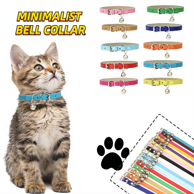 Verstelbare Kattenhalsband met Bel – Duurzaam Kunstleer en Veiligheidsbuckle voor Katten van Alle Maten