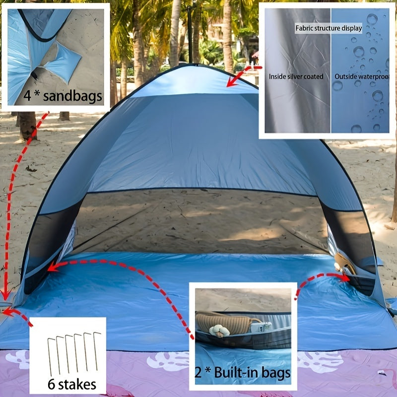 Draagbare Strandtent voor 2-3 Personen – UPF 50 Bescherming en Lichtgewicht Ontwerp