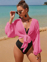 Effen Knoopkimono | Kimono Dames | Zomerse cover-up met striksluiting