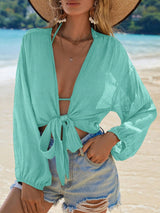 Effen Knoopkimono | Kimono Dames | Zomerse cover-up met striksluiting