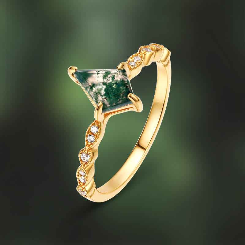 Moosagaat- en Witte Zirkon-sieradenset – Lana