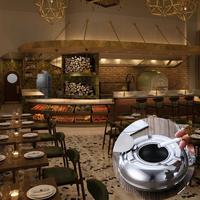 Roestvrijstalen Asbak met Deksel – Winddichte en Roestvrije Asbak voor Binnen en Buiten