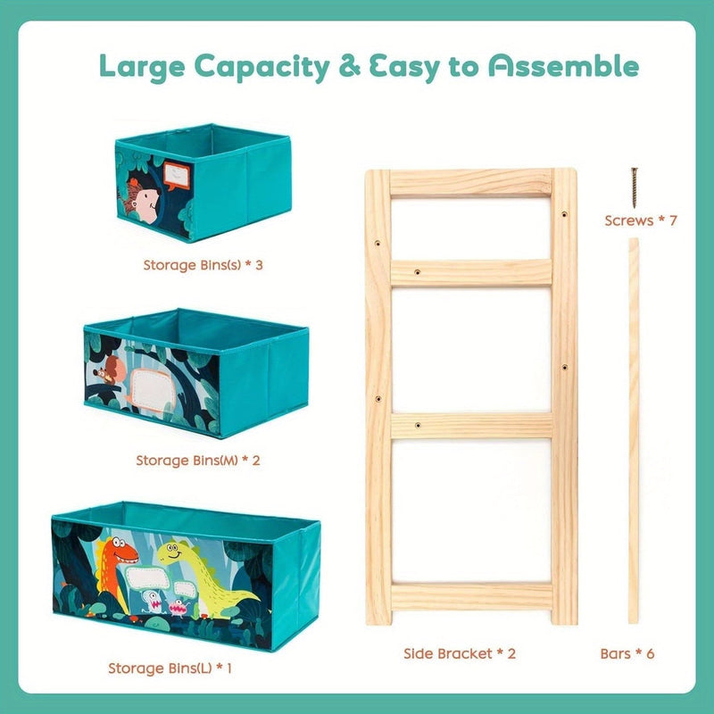 Speelgoedorganizer met 3 Niveaus en Opbergdozen – Perfect voor Kinderkamer en Speelgoedopslag