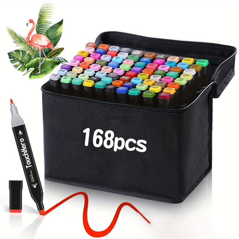 TouchHero 168 Kleuren Alcoholmarkers Set – Professioneel en Veelzijdig