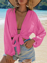 Effen Knoopkimono | Kimono Dames | Zomerse cover-up met striksluiting