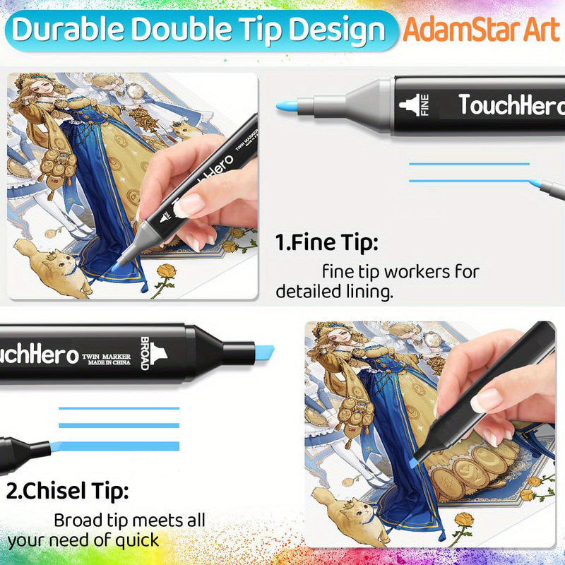 TouchHero 168 Kleuren Alcoholmarkers Set – Professioneel en Veelzijdig