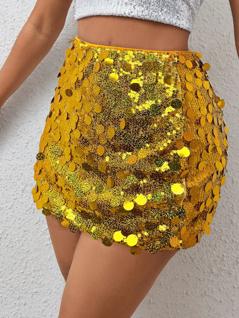 BamGleam Bodycon Pailletten Rok | Feestrok Dames | Minirok met pailletten voor feestelijke gelegenheden
