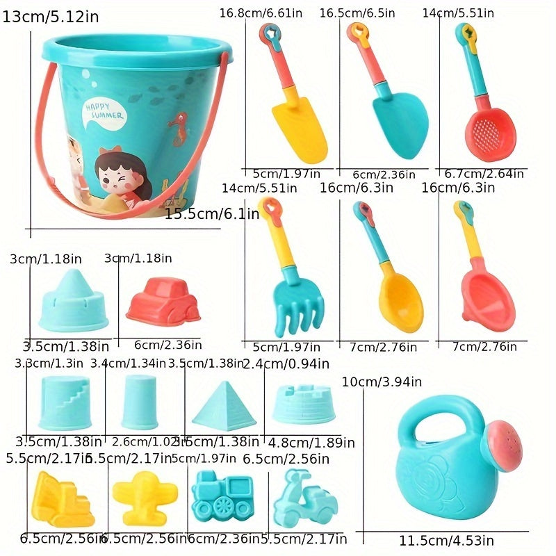 18-delige Strand- en Sneeuwspeelgoed Set – Compleet met Emmer, Schep en Fun Tools voor Creatief Spelen