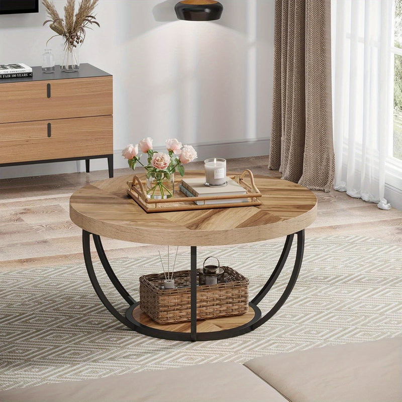 Ronde Salontafel Met Dubbele Opbergruimte – Functioneel en Elegant