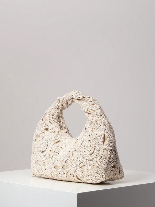Bohemian Stro Handtas Zomer | Strandtas | Holle bloemen geweven tas met casual stijl