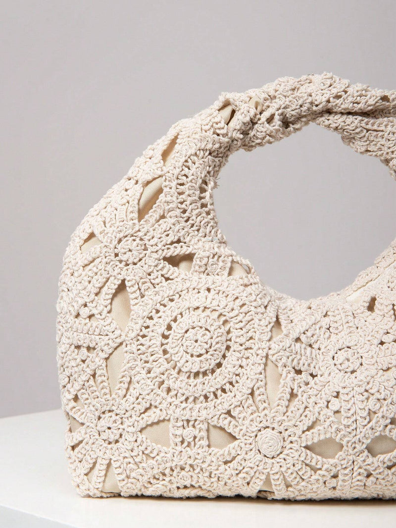 Bohemian Stro Handtas Zomer | Strandtas | Holle bloemen geweven tas met casual stijl