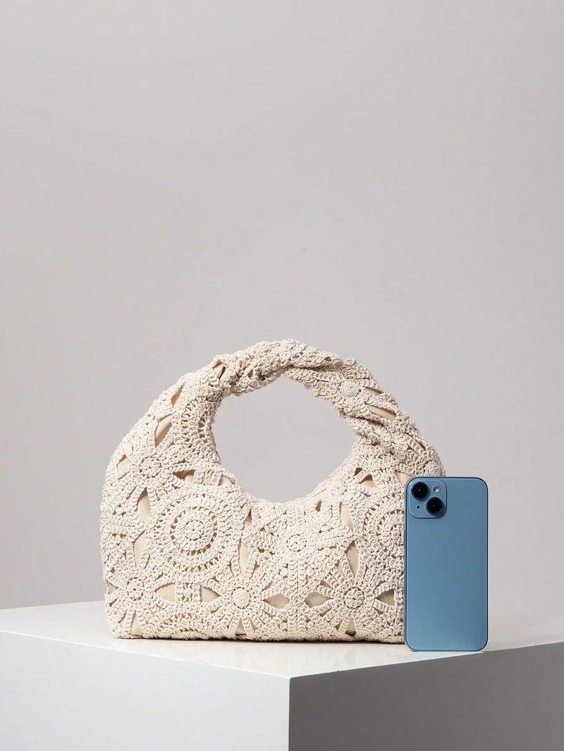 Bohemian Stro Handtas Zomer | Strandtas | Holle bloemen geweven tas met casual stijl