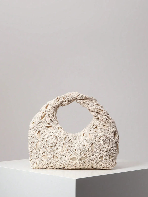 Bohemian Stro Handtas Zomer | Strandtas | Holle bloemen geweven tas met casual stijl