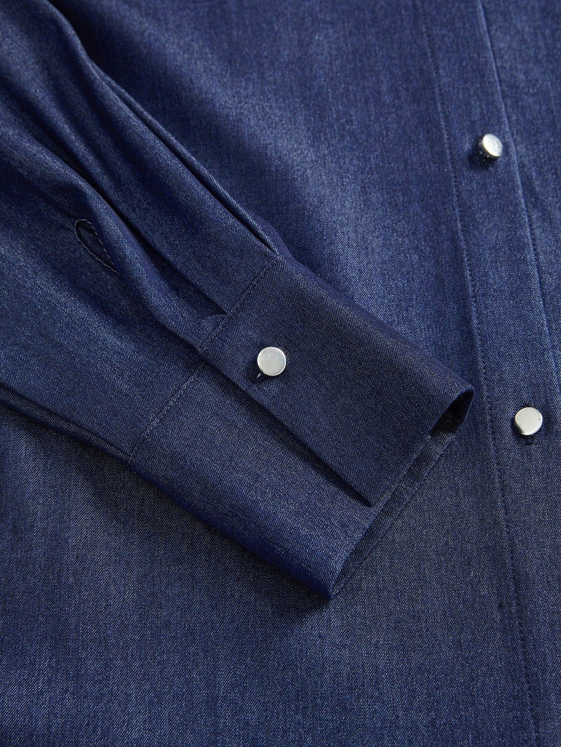 Denim Blouse met Bloem Detail | Damesblouses | Unieke en Artistieke Casual Outfit