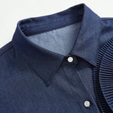 Denim Blouse met Bloem Detail | Damesblouses | Unieke en Artistieke Casual Outfit