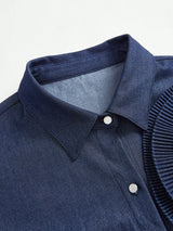 Denim Blouse met Bloem Detail | Damesblouses | Unieke en Artistieke Casual Outfit