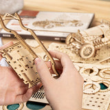 Vintage 3D Houten Auto Puzzel – Mechanisch Model met Tandwielen en Gedetailleerd Ontwerp