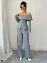 Chique Grijze 2-delige Outfit | Dames Outfit | Moderne Zakelijke en Casual Dracht