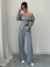Chique Grijze 2-delige Outfit | Dames Outfit | Moderne Zakelijke en Casual Dracht