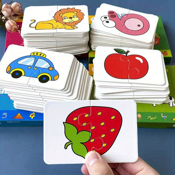 Educatieve Puzzelset voor Kinderen – 16 Stuks met Leuke Beelden van Beroepen, Voertuigen en Groenten