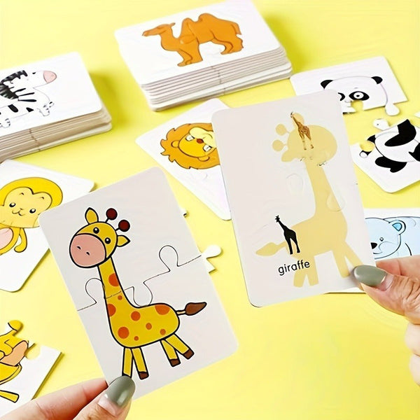 Educatieve Puzzelset voor Kinderen – 16 Stuks met Leuke Beelden van Beroepen, Voertuigen en Groenten