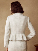 Elegante Tweedelige Set met Parel Details | Damespakken | Luxueuze en Stijlvolle Outfit voor Speciale Gelegenheden