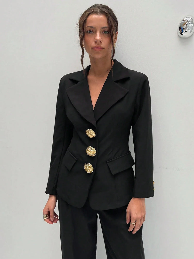 Asymmetrische Revers Blazer | Damesjassen | Getailleerde Mid-Lengte Blazer voor Elegante Uitstraling