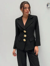 Asymmetrische Revers Blazer | Damesjassen | Getailleerde Mid-Lengte Blazer voor Elegante Uitstraling