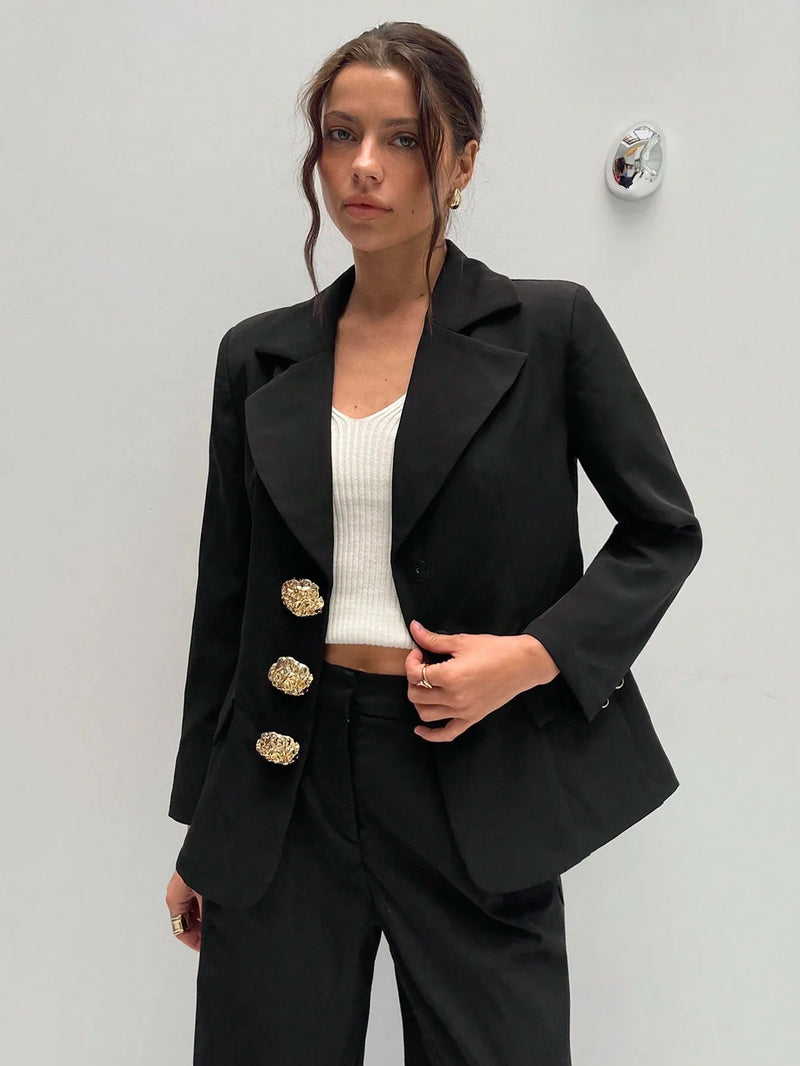 Asymmetrische Revers Blazer | Damesjassen | Getailleerde Mid-Lengte Blazer voor Elegante Uitstraling