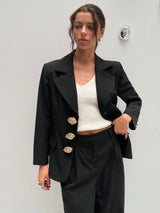 Asymmetrische Revers Blazer | Damesjassen | Getailleerde Mid-Lengte Blazer voor Elegante Uitstraling