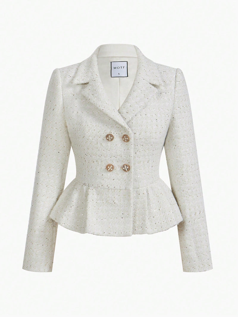 Elegante Tweedelige Set met Parel Details | Damespakken | Luxueuze en Stijlvolle Outfit voor Speciale Gelegenheden