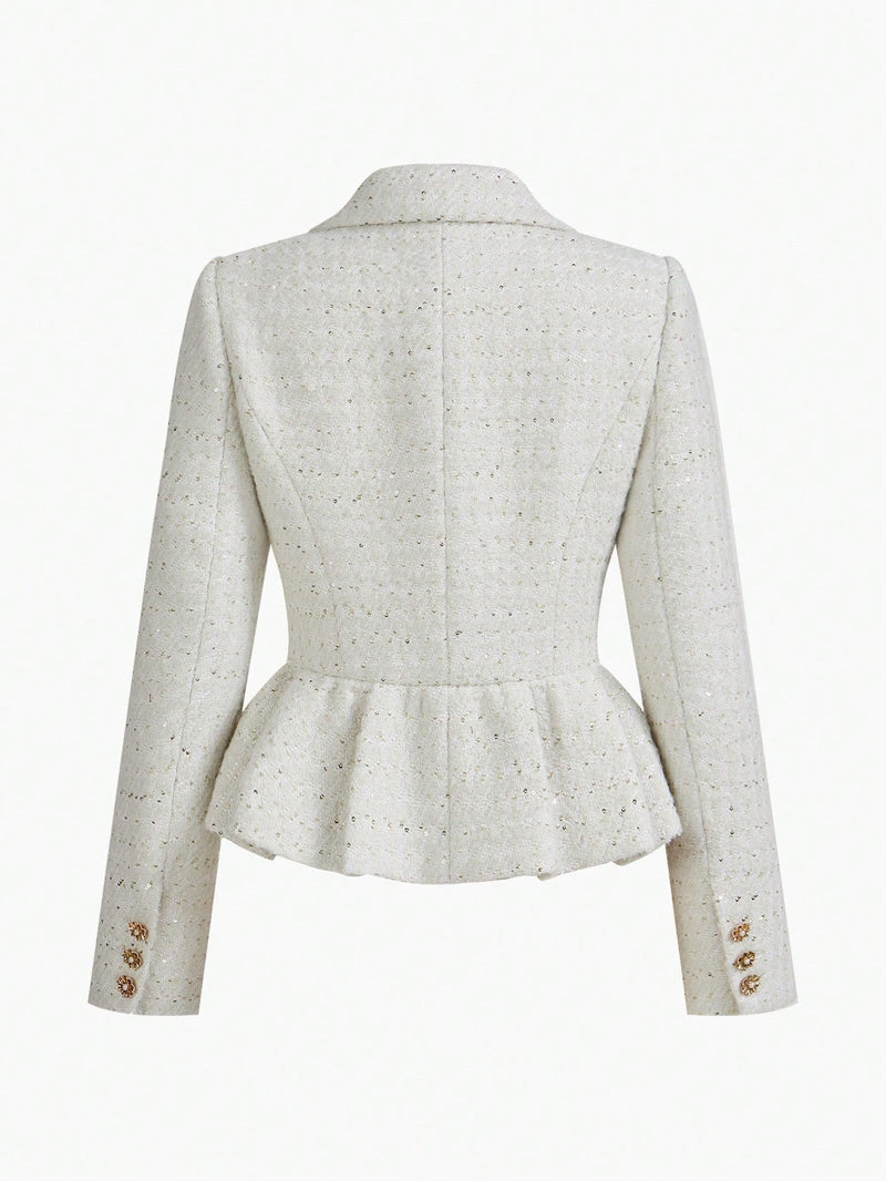 Elegante Tweedelige Set met Parel Details | Damespakken | Luxueuze en Stijlvolle Outfit voor Speciale Gelegenheden