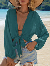 Effen Knoopkimono | Kimono Dames | Zomerse cover-up met striksluiting