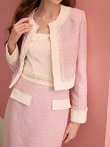 Contrast Binding Boxy Jas met broek | Dames outfit | Trendy Korte Blazer met broek voor Casual en Werk