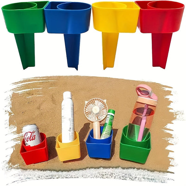 Strand Bekerhouder Set – Perfect voor Drankjes en Snacks tijdens je Strand- en Picknickavonturen