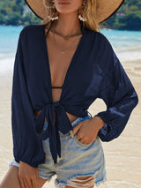 Effen Knoopkimono | Kimono Dames | Zomerse cover-up met striksluiting